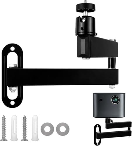 Beamer Halterung Wand Projector Stand, Verstellbare Beamer Wandhalterung 360° Drehbar, Metallhalter Wandhalterung Beamer, Überwachungsbügel mit 1/4-Zoll-Schraubschnittstelle Gelenkarm Halterung
