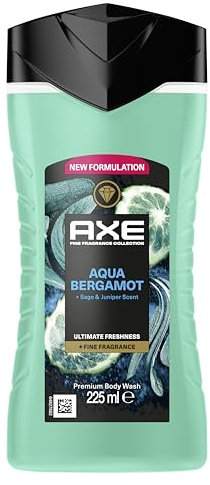 AXE - Gel Douche - Collection Prestige - Aqua Bergamot - 12h de fraîcheur - Parfum bergamote, sauge et genévrier - Agents hydratants 100% d’origine végétale - 12x225ml