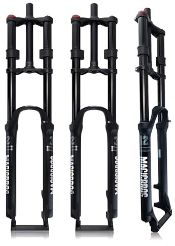 KANGXYSQ DH 26/27.5/29 Fourche À Suspension for Vélo De Montagne Fourche De Double Shoulder Downhill 1-1/8 Voyage 180mm De Vélo À Frein À Disque À Blocage Manuel QR 9MM(Schwarz,29)