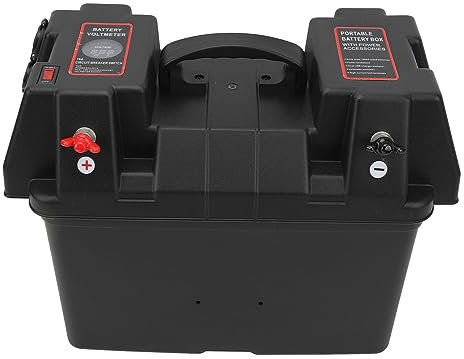12V Trolling Motor Smart Battery Box Power Center with dual USB sockets, Smart Breakage Resistant Boat Marine Battery Power Center for RV Van SUV ATV Camping Truck Car