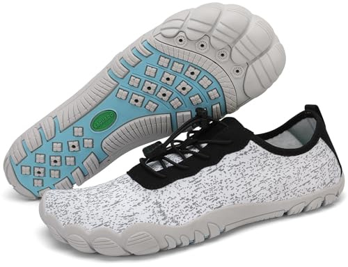 SAGUARO Escarpines Hombre Mujer Zapatos de Agua Ligeros Calzado Playa Transpirables Zapatillas Deportes Acuáticos para Surf Natación Piscina Vela Mares Rocas Río, Blanco, 39 EU