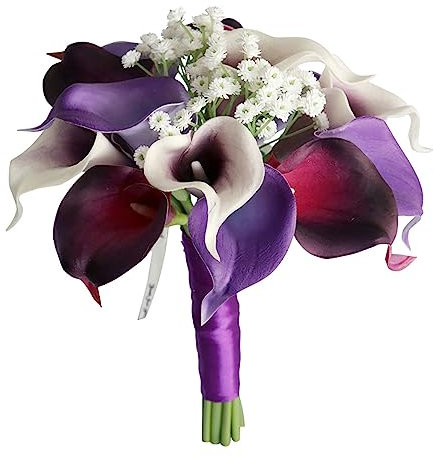 Zkydhbd Bouquet da sposa per matrimonio bianco calla-giglio fiore sposa bouquet da sposa centrotavola composizioni festa di nozze decorazione holding fiore