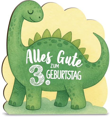 Generisch Geschenk 3 Jahre Junge Karte Dinosaurier 3 Geburtstag Holzkarte - Geburtstagskarte mit Umschlag - hochwertige Dinosaurier-Geburtstagskarte für Kinder, schön gestalteter Gruß zum Ehrentag