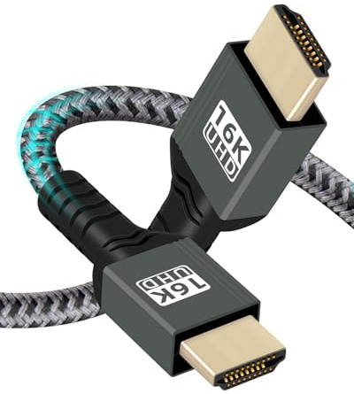 YANBORONSN 16K HDTV 2.2 HDR Cable,16K HDTV (Type A) to (Type A) Cable with 16K@60Hz,12k@120 8K@240Hz,4K@480Hz for Camera,PC Laptop,TV,Monitor,Projector(1M/3.2FT)