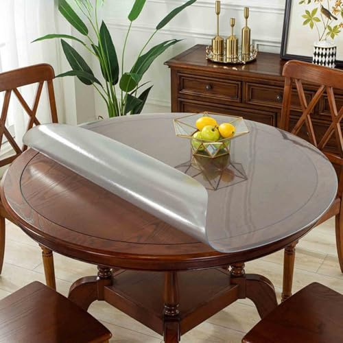 ZBXXSC Tischdecke Transparent/Matt Rund 3 Mm Dicker Runde Tischfolie Tischschutz Wasserdicht PVC Tischschutzfolie Für Esstisch(Frosted,Round 130cm)