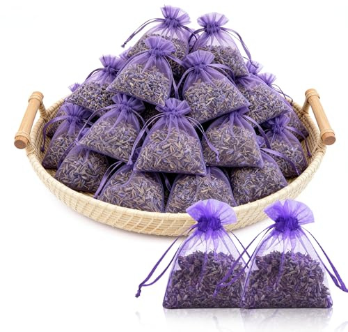 Lavendel Duftsäckchen 30 Stück: Mottenschutz für Kleiderschrank – Natürlicher Raumduft & Auto Duft mit Lavendel Getrocknet (Tee-Qualität) – Lavendelkissen zur Entspannung