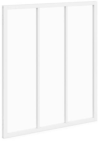 IDMarket - Atelierüberdachung mit 3 Glasscheiben B. 93 x H. 108 cm aus weißem Metall und gehärtetem Glas