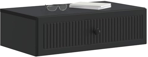 vidaXL Wandmontierter Beistelltisch Schwarz 59 x 34,5 x 17 cm, Moderner Wohnraum, rechteckiger Beistelltisch mit viel Stauraum, wandmontierte Möbel, kompakte Lösung aus Holz