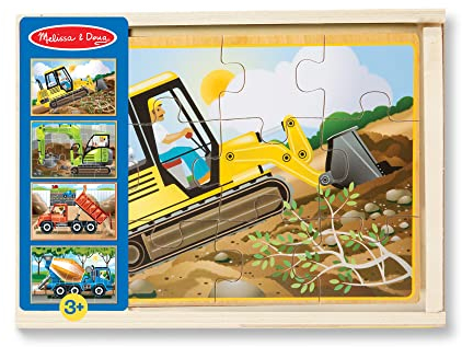 Melissa & Doug Baustellenpuzzles in einer Box | Puzzles | Holzspielzeug | 3+ | Geschenk für Jungen oder Mädchen