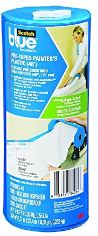 ScotchBlue Malerabdeckfolie mit Klebeband im Kunststoffspender - 1 Rolle, 1,21 m x 27,4 m (33,4 m²), Malerabdeckfolie - Oberflächenschutz für Malerarbeiten