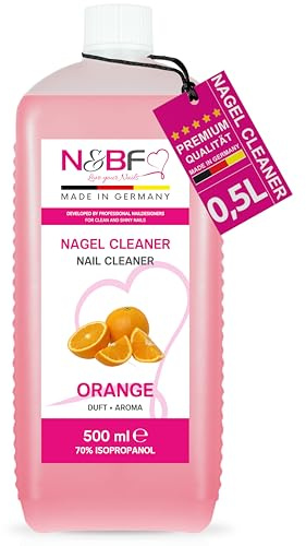 N&BF Nagel Cleaner mit Duft 500ml – für Gelnägel – Nagelreiniger – Nail-Cleaner – 70% Isopropanol-Alkohol kosmetisch rein in Studioqualität zum Entfetten und Reinigen (Orange)