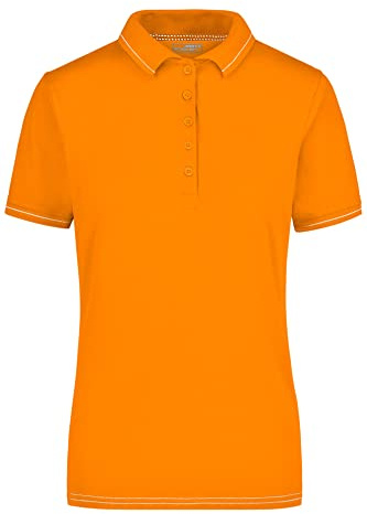 James & Nicholson Damenpolo Elastic - Leicht tailliertes Damenpolo mit geringem Elasthananteil | Farbe: orange/white | Grösse: XL