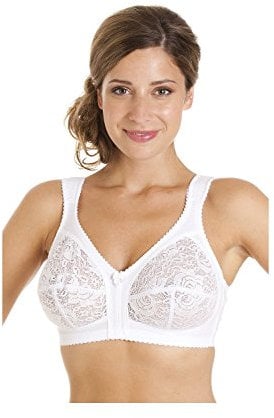 Camille Lace Full Cup Bras for Women – Non-Wired Comfortable Everyday Womens Bras with Elegant Floral Finish 42F White
