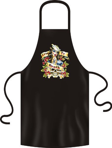 Tini - Shirts Pin Up Matrosen Girl Kochschürze - Rockabilly Schürze : Love to death tatoo - Grillschürze one size Fb: schwarz