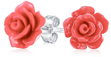 Romantici Orecchini A Perno In Argento Placcato Con Delicato Motivo Floreale Intagliato A Forma Di Rosa 3D Di Colore Pesca Arancione Per Donne Adolescenti Per La Madre