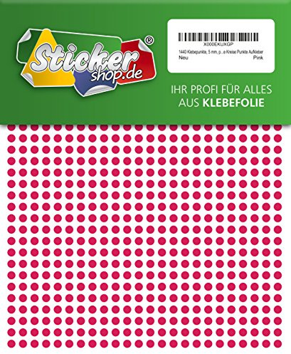 1440 Klebepunkte, 5 mm, pink, aus PVC Folie, wetterfest, Markierungspunkte Kreise Punkte Aufkleber