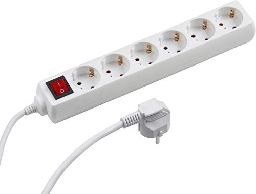 Meister Steckdosenleiste 6-fach - 1,4 m Kabel - weiß - Kunststoffleitung - IP20 Innenbereich - Schalter / Steckerleiste / Mehrfachsteckdose / Tischsteckdose / Tido 6-fach / 7430510
