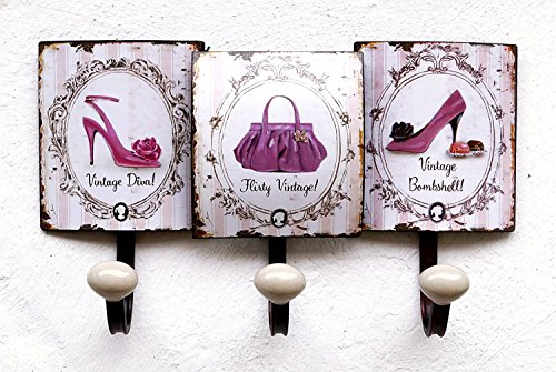 LB H&F Lilienburg Garderobe Wandgarderobe Hakenleiste Metall 3er 35cm Gross Prinzessin/Schuhe/Tasche