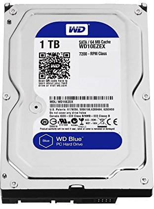 Western Digital (WD) blu Deskptop 1TB (1TERABYTE) 8,9 cm hard disk drive, 5400 ~ rpm, Sata3 (6.0 GB/s), 64 MB Cache, ideale per PC/MAC/CCTV/NAS/DVR/Raid SATA e applicazioni, anno di garanzia Blue 1 to