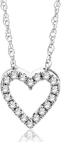 OROVI Halskette Damen Kette Weißgold 18 Karat / 750 Gold mit Herz Diamant Brilliant 0,09 ct