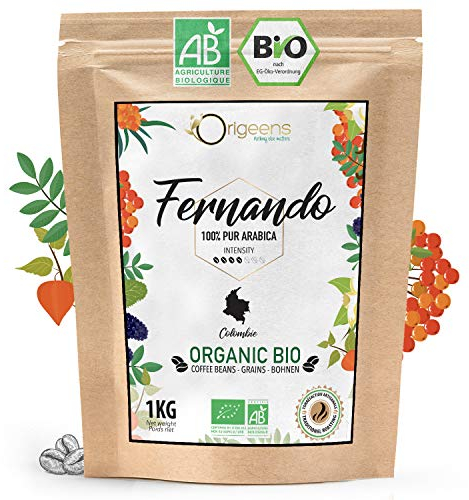 ORIGEENS CAFE GRAIN BIO 1kg | Café en Grain Arabica | Fernando - Single Origin Colombie | Torréfaction Artisanale