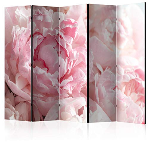 decomonkey Paravent Raumteiler Innen Blumen 225x172 cm 5 Teilig Einseitig Room Divider Wall Raumteiler Stehend Trennwand Sichtschutz Spanische Wand Sichtschutzwand Wohnzimmer Holz