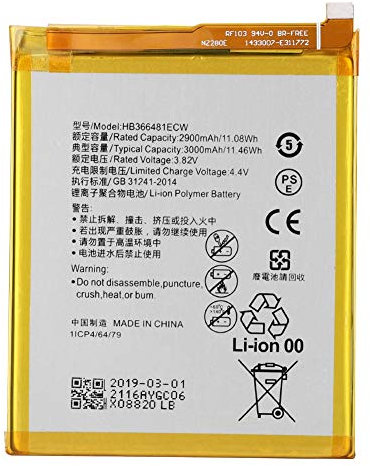 ASHATA - Batteria di Ricambio Originale per Telefono Cellulare, HB366481ECW, 2900mAh Batteria al Litio Interna per Huawei P9