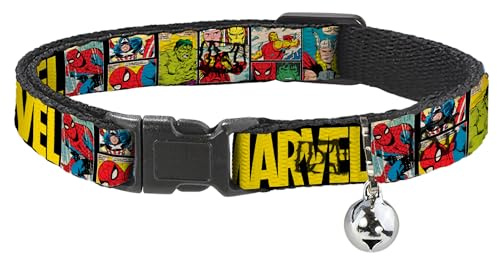 Cat Collar Breakaway Marvel Retro Comic Panels Black Yellow 8 to 12 Inches 0.5 Inch Wide