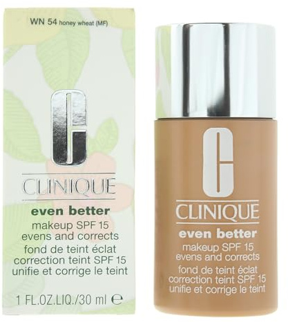 Clinique Even Better Makeup Liquid Foundation SPF 15 With Vitamin C For Dry + Oily Combination Skin Types | Medium Coverage + Natural Finish | Evens Skin Tone + Reduces Dark Spots, Honey Wheat