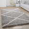 Paco Home Hochflor Teppich Wohnzimmer Shaggy Skandinavisches Rauten Muster, Modern In Grau, Grösse:120x170 cm