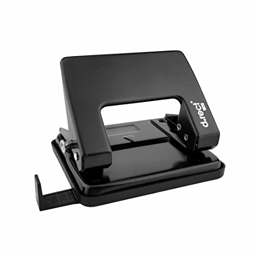 D.RECT 1020 - Perforatrice 2 Trous | Capacité de 20 feuilles | Perforateur en Métal, Couleur aléatoire | Réglette de Guidage