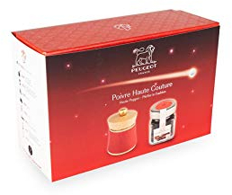 Peugeot Baya Pepper Mill Red Leather with Tan Hoi Pepper (70g) Gift Box, 8cm - 3 Inches