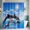 WOWTOY Shower Curtain with 12 Hooks, Waterproof Polyester Fabric Bathroom Bathtub Shower Curtain Liner, Weighted Hem, Washable, Quick Dry (180 x 200cm, Ocean 02)