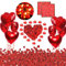 Yuragim Romantisch Deko Set, Romantische Kerzen Set Hochzeit Dekoration Set 1000 Rosenblätter Rosen, 50 Rot Teelichter, 10 Rot Folienballon für Muttertag Verlobung Geburtstag Jahrestag Valentinstag