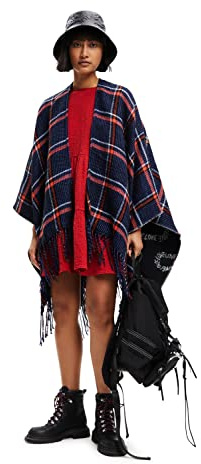 Desigual PONCHO_MIX CUADROS P, 5031 AZUL NOCHE, U