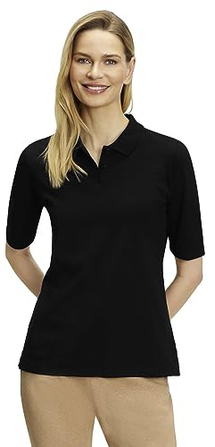 FALKE Damen Polohemd Basic Pique Polo W Pl Baumwolle weich hautfreundlich bequem sehr leicht 1 Stück, Schwarz Black 3000, M