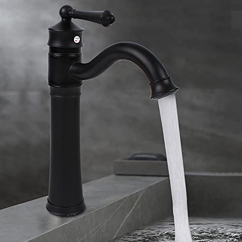 KOLHGNSE Wasserhahn Bad Schwarz Retro, 360° Wasserhahn Mischbatterie Bad Armatur Waschtischarmatur Waschbecken Armaturen 34cm für Badezimmer und Toiletten