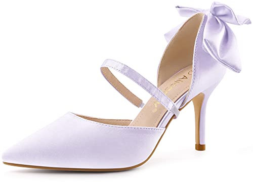 Allegra K Women's Pointed Toe Bow Decor Stiletto Heels Pumps Purple 6 UK/Label Size 8 US
