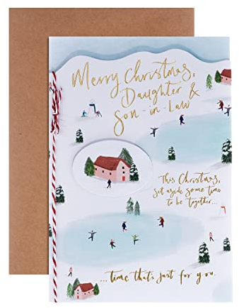 Hallmark Weihnachtskarte für Tochter und Schwiegersohn – modernes textbasiertes Design, 25563126, mehrfarbig