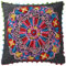 GURU SHOP Boho Kissenhülle, Farbenfrohes Besticktes Folklore Kissen im Mexikanischem Style - Schwarz/pink, Baumwolle, 40x40x0,5 cm, Zierkissen, Dekokissen, Sofakissen