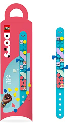 LEGO 41801 DOTS Tier Armband, Schmuck-Bastelset, kreatives DIY Spielzeugset im Kätzchen und Corgi Thema für Mädchen sowie Jungen, kleines Geschenk