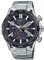 Casio Herren Solar Armbanduhr, 55.60mm GehäusegröÃŸe mit schwarz analog Zifferblatt und Silber Metallarmband Armband EQB-2000DB-1AER