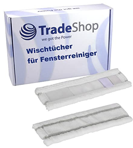 Trade-Shop Wipes/Mop Cover/Microfibre Pads (Pack of 2) Compatible with Kärcher Battery Window Cleaner Window Vacuum Cleaner Replaces 2.633-100.0