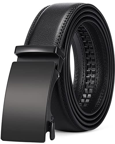 TBSCWYF Gürtel Herren, Gürtel Ratsche Ledergürtel Automatikschließe für Herren Anzug Business Kleidung 35mm Länge 120cm Breit Gürtel mit Geschenkbox