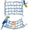 Small Animal Hammock Rat Toys Parrot Bird Toys Woven Climbing Net with 4 Hooks Rat Cage Accessories Rope Ladder Ferret Toys Rat Hammock For Cage Budgie Toys and Accessories (Blue)