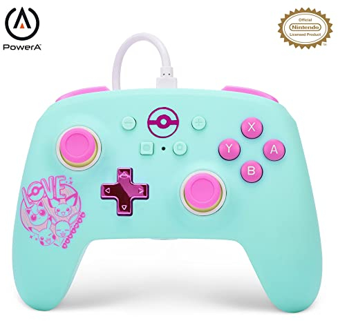 Verbesserter Kabelgebundener PowerA Controller für Nintendo Switch – Pokémon: Sweet Friends, Gamepad, Game-Controller, Kabelgebundener Controller, Offiziell Lizenziert