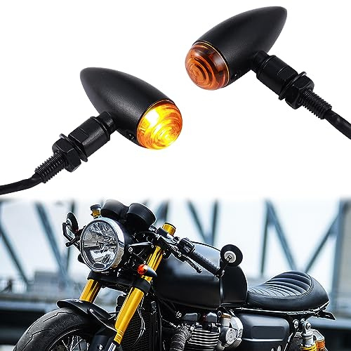 LOKLISUM 2PCS Motorrad Blinker Lichter Motorrad Bullet Retro Blinker 12V Universelle Wasserdichte Mini Lichter für Street Bike Cruiser Chopper Bobber Roller