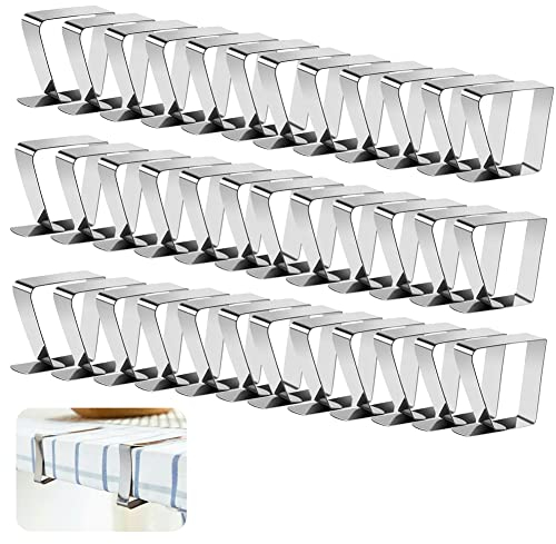 Yuragim Ferma Tovaglie da Tavolo, 30 Pezzi Tovaglia Clip in Acciaio, 5 x 4 cm Fermatovaglia da Tavola Esterno, Ferma Tovaglia da Esterno per Tavolo da Giardino Outdoor Picnic Party Famiglia Ristorante