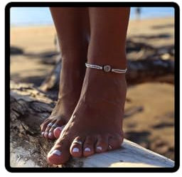JUSTUSNX Bracelet de cheville de style ethnique en argent - Étoile de mer et tortue de mer - Accessoires réglables pour femmes et filles (B)