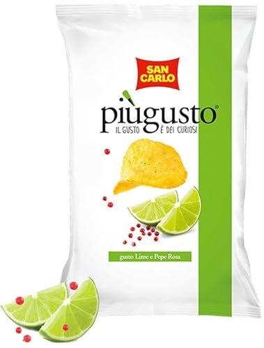 San Carlo Più Gusto Patatine Gusto Lime e Pepe Rosa Busta da 70g - Snack Senza Glutine